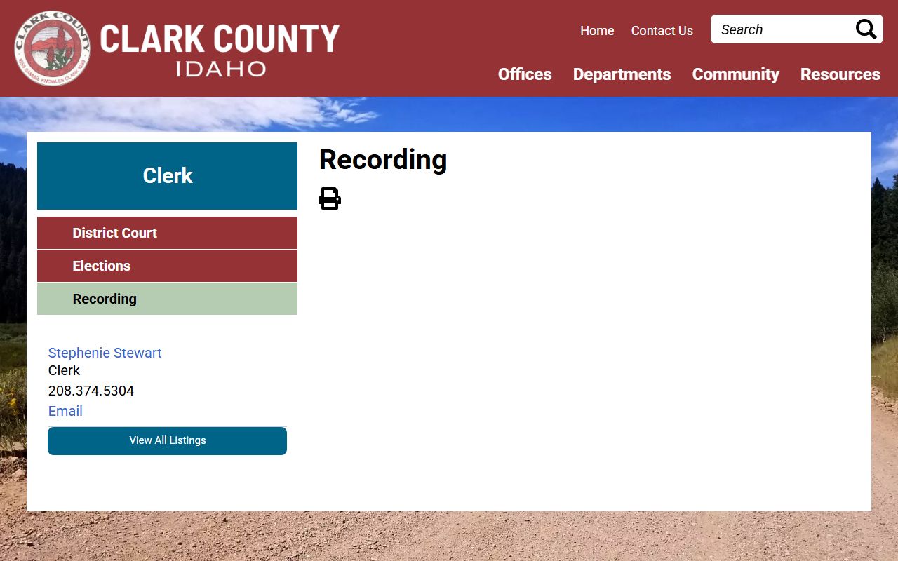 Clark County Clerk recording records page