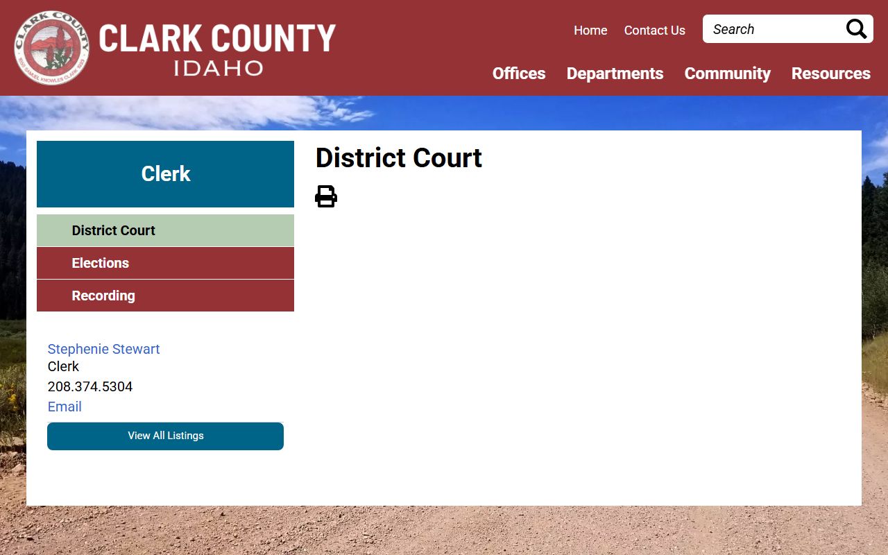 Clark County District Court records page