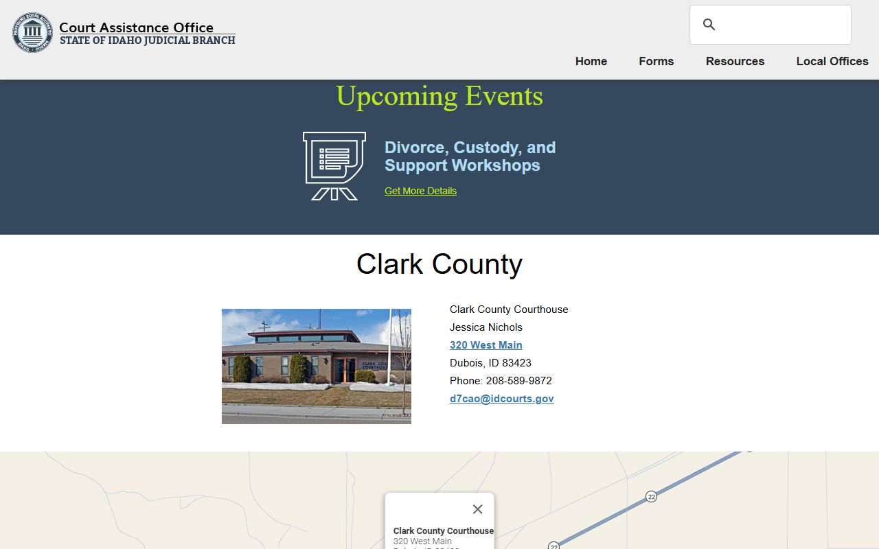 Clark County District Court Assistance Office contact page