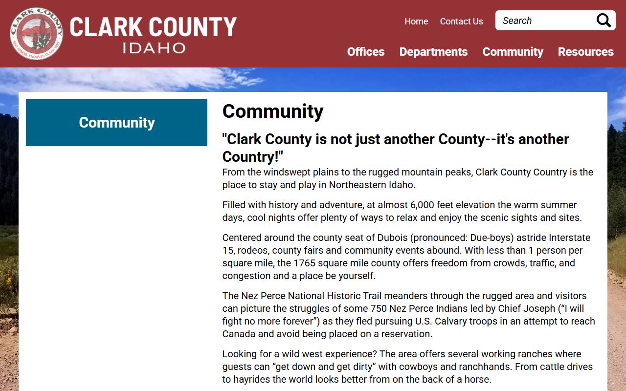 Clark County Idaho court records rural county community page