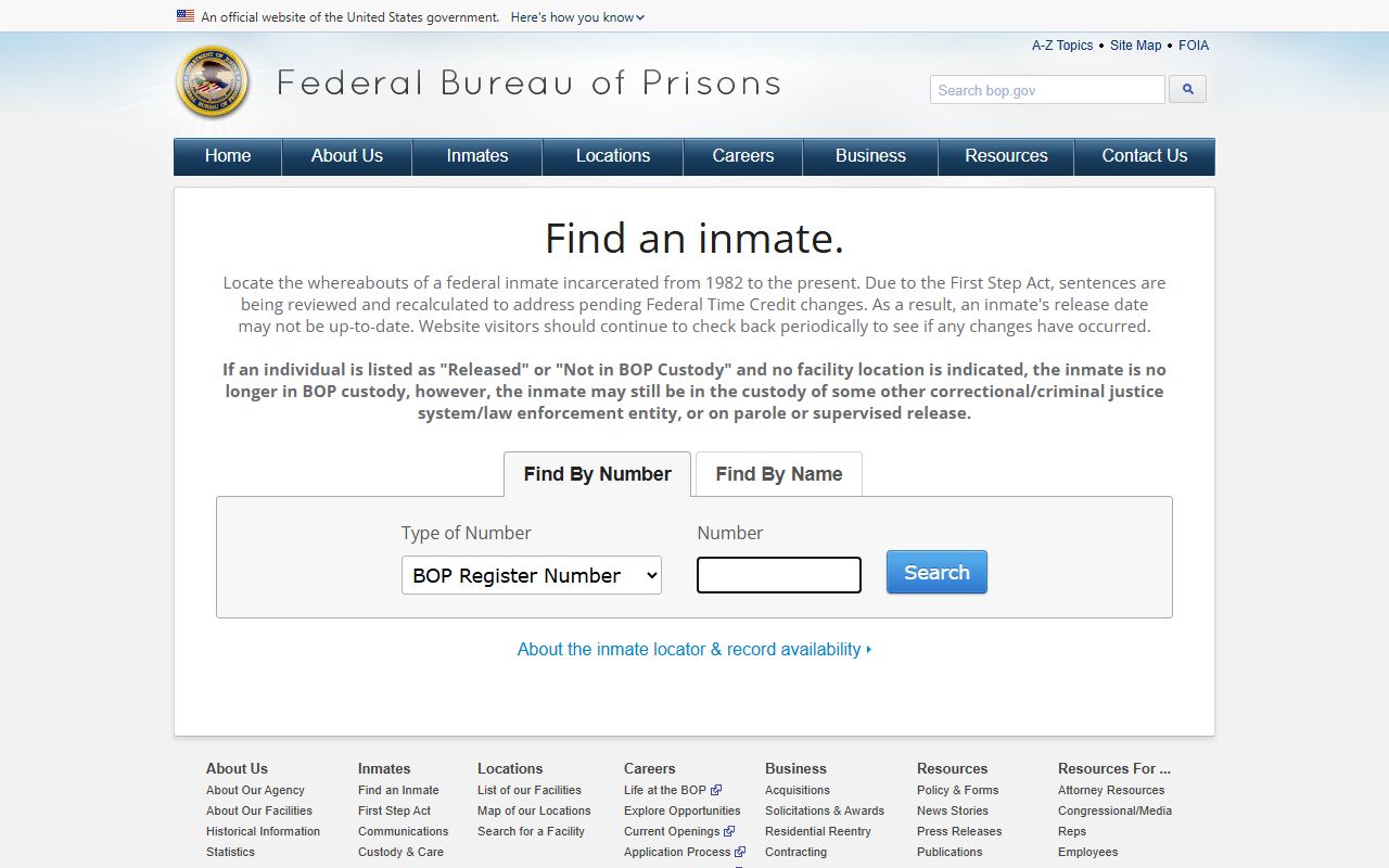 Clark County inmate records Federal Bureau of Prisons locator
