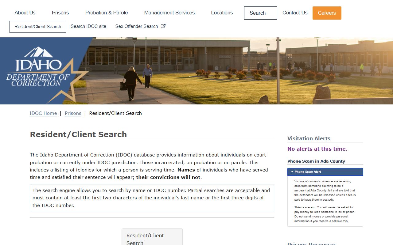 Clark County inmate records IDOC Resident Client Search