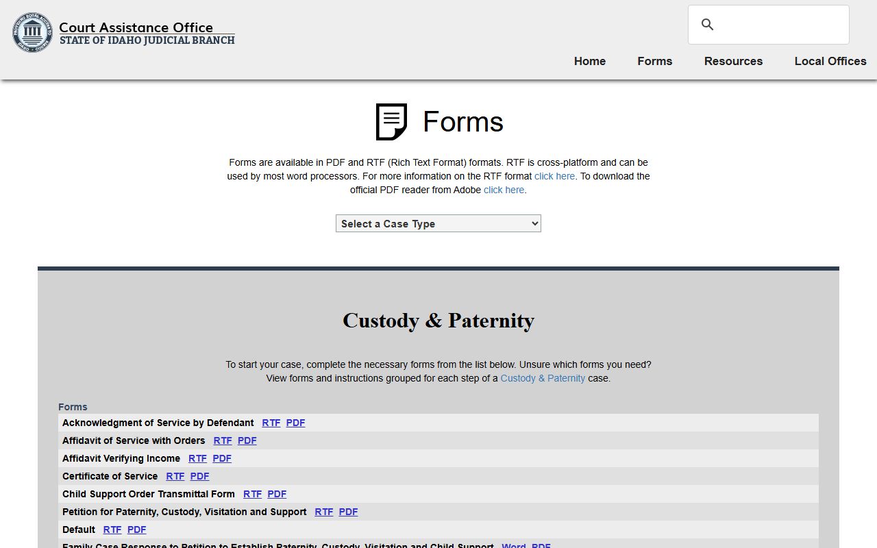 Clark County probate records and Idaho Court Assistance Office forms