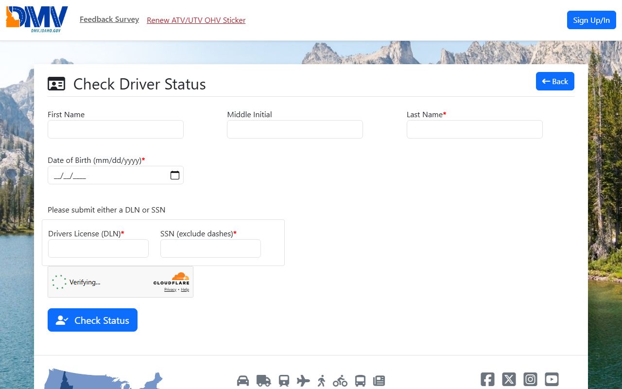 Clark County traffic court records Idaho DMV driver status check