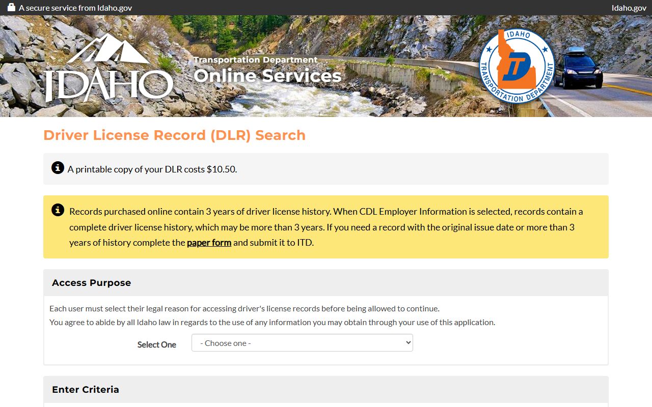Clark County traffic court records Tyler Idaho driver license record search