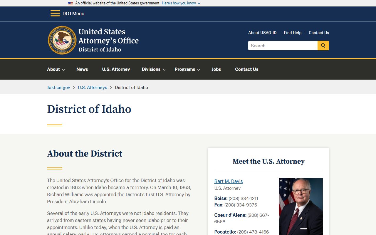 Clark County warrant records U.S. Attorney Idaho federal source